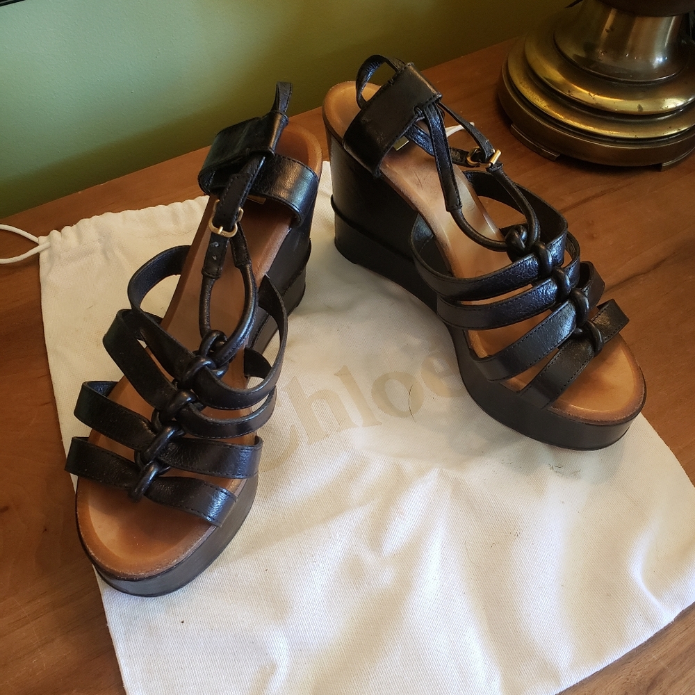 Chloe platform wedge sandals size 38.5 / us 7.5